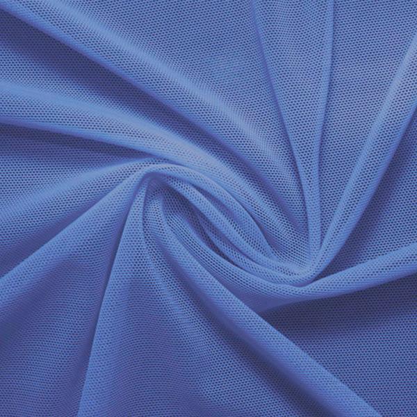 A swirled piece of nylon spandex power mesh in the color oceanside.