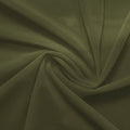A swirled piece of nylon spandex power mesh in the color olive green.