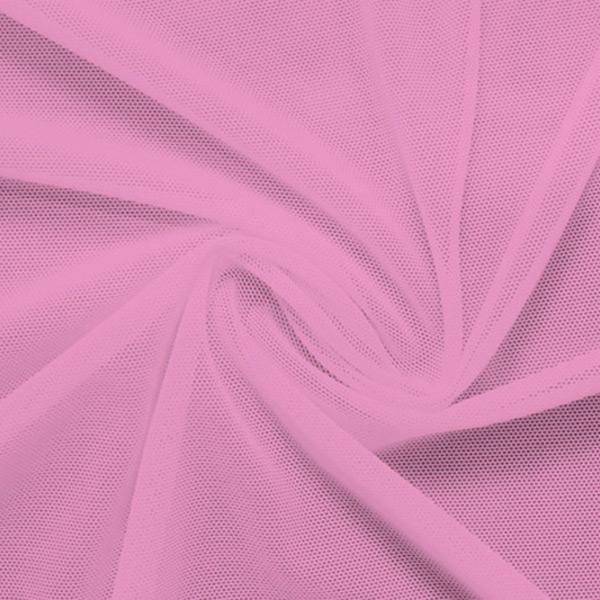A swirled piece of nylon spandex power mesh in the color pink sorbet.