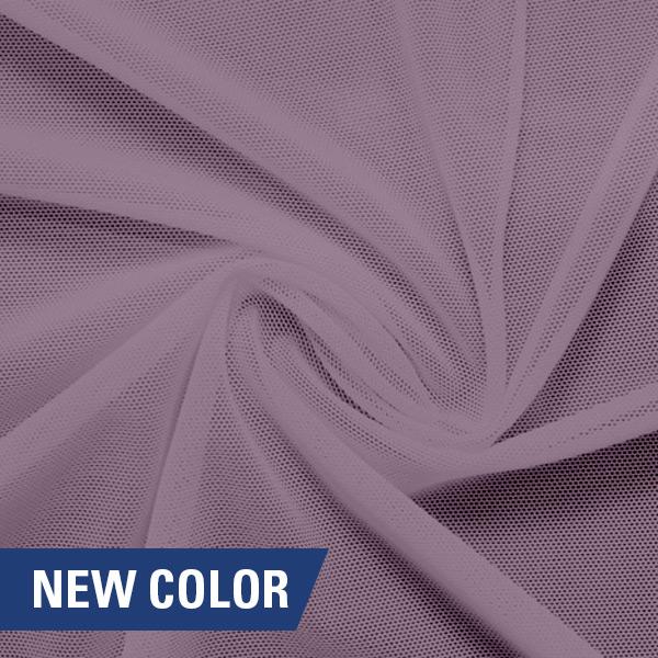 A swirled piece of nylon spandex power mesh in the color plush.