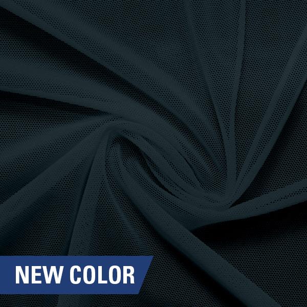 A swirled piece of nylon spandex power mesh in the color symphony.