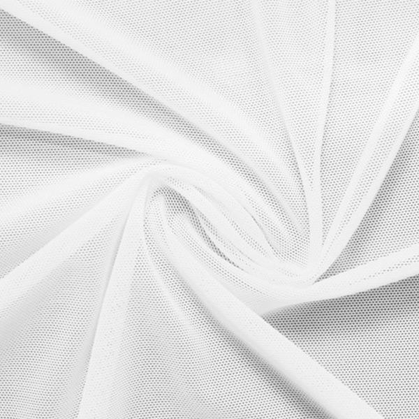 A swirled piece of nylon spandex power mesh in the color white.
