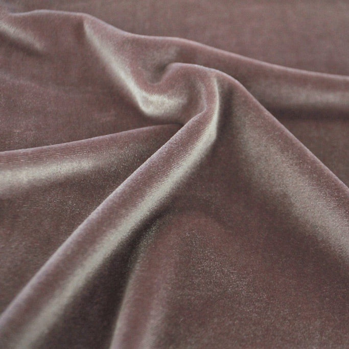 Swirled piece of Primo Stretch Velvet in the color Mauve