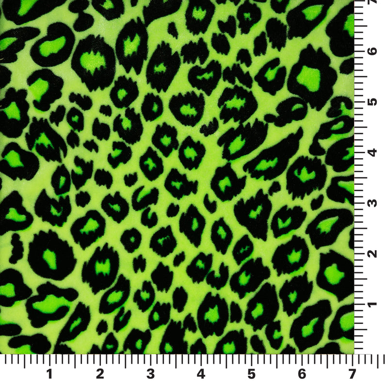 Detailed shot of Pug Leopard Stretch Velvet in color Lime/Black