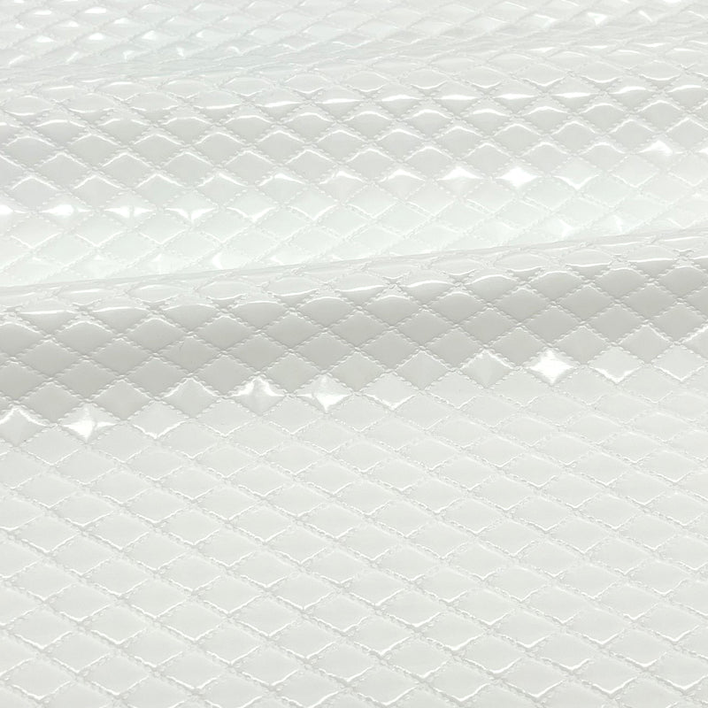 A sample of quilted hipster polyurethane coated spandex in the color white
