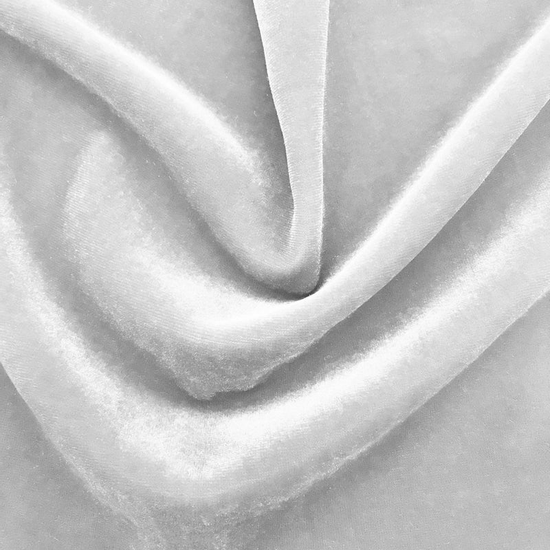 A swirled sample of regal matte stretch velvet in the color white.