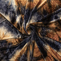 A swirled sample of renegade tie-dyed stretch velvet in Brown.