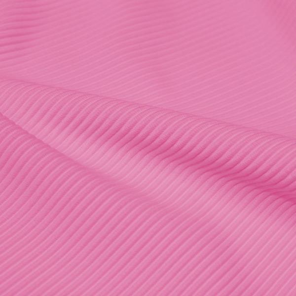 A rippled piece of Ribbed Spandex in the color bubblegum.