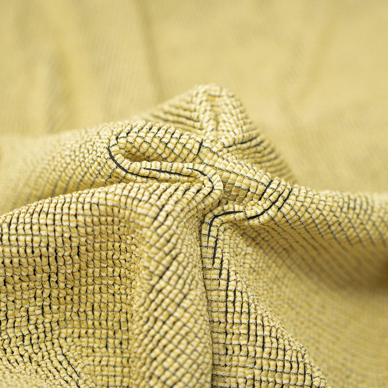 Detailed interior shot of Ritzy Crinkle Nylon Polyester Spandex with Metallic in the color Ivory