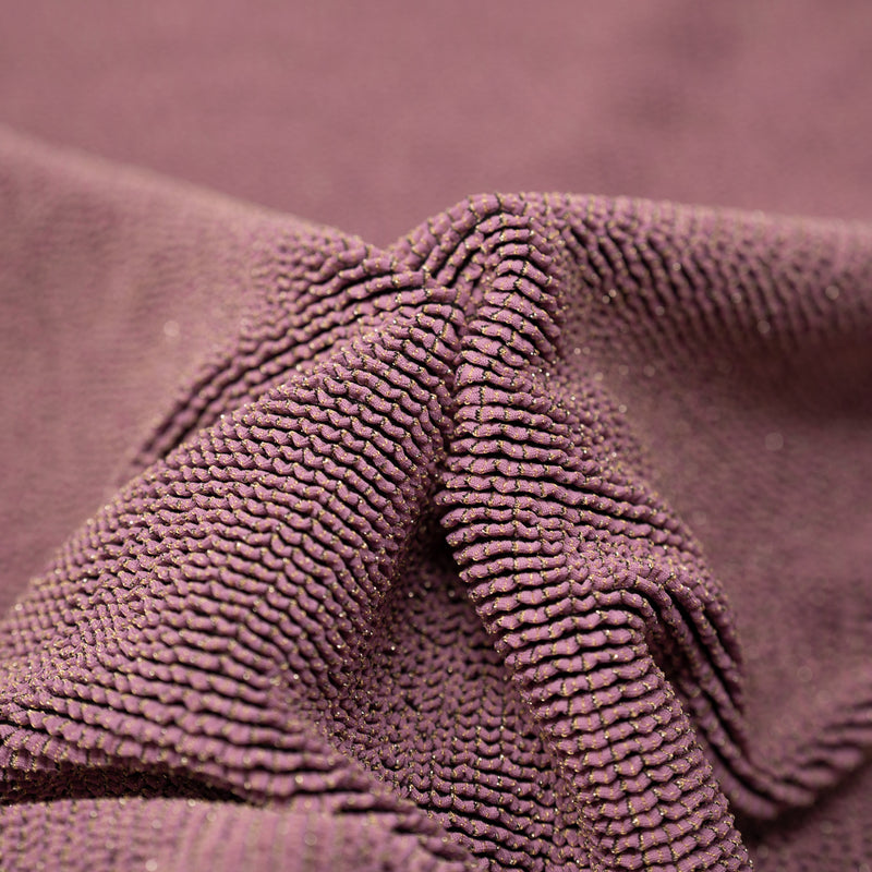 Detailed interior shot of Ritzy Crinkle Nylon Polyester Spandex with Metallic in the color Wild-Orchid