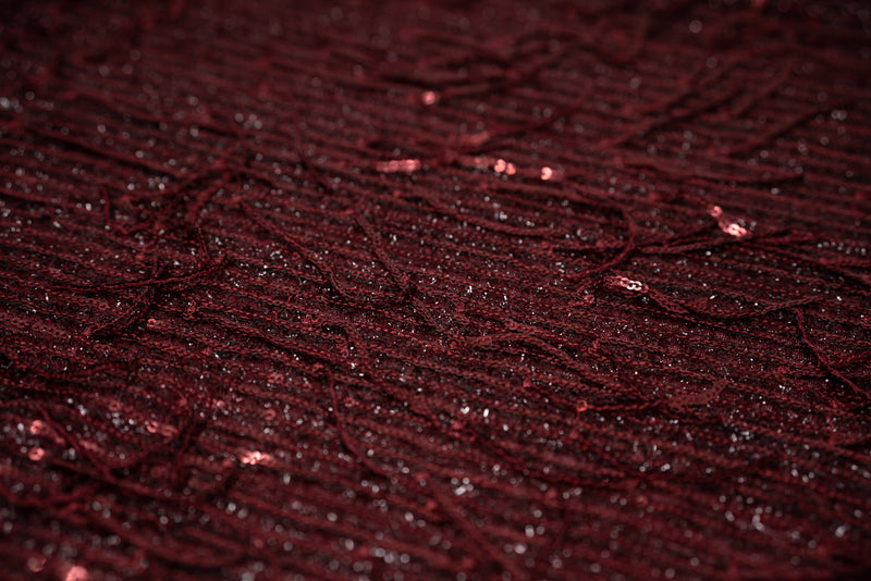 Detailed photograph of Shimmy Sequin Mesh with Dangle Sequin in color Burgundy