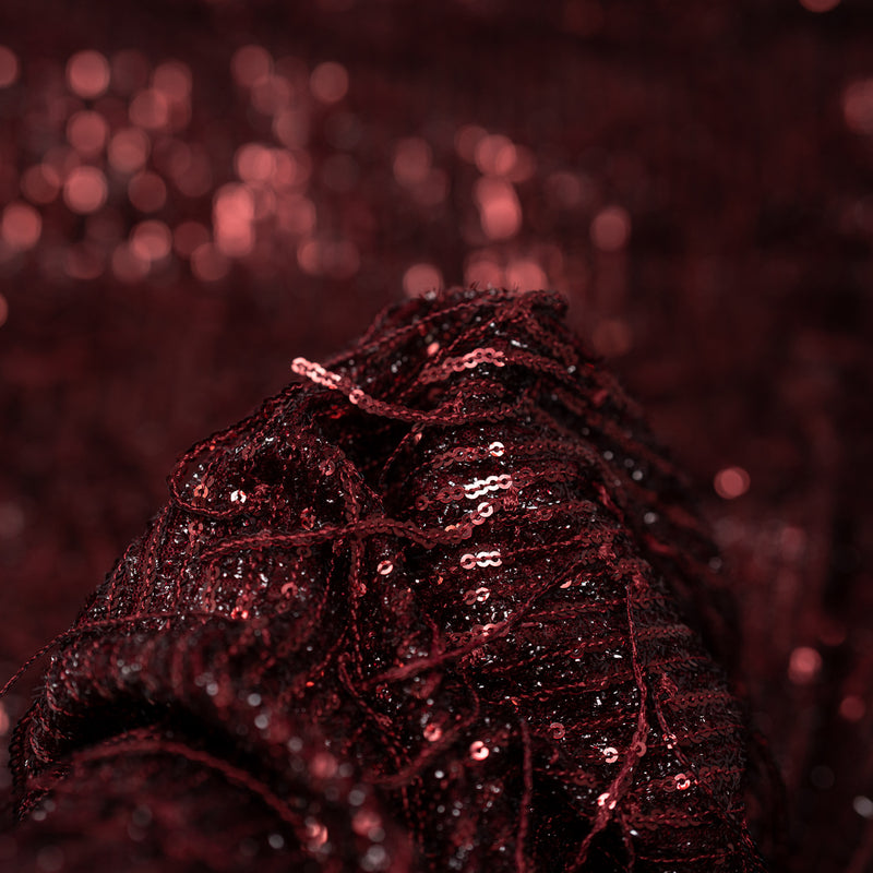 Detailed photograph of Shimmy Sequin Mesh with Dangle Sequin in color Burgundy