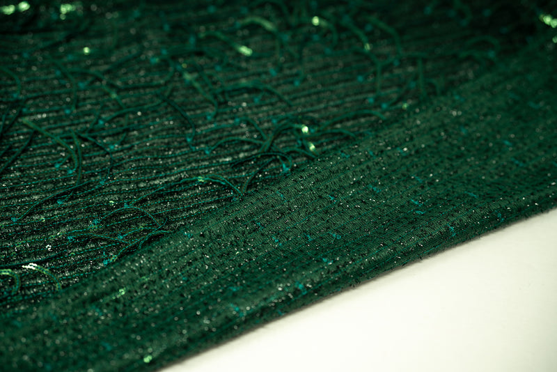 Detailed photograph of Shimmy Sequin Mesh with Dangle Sequin in color Green.
