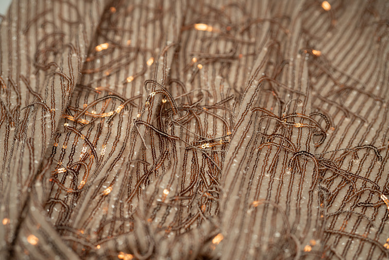 Detailed photograph of Shimmy Sequin Mesh with Dangle Sequin in color Nude.