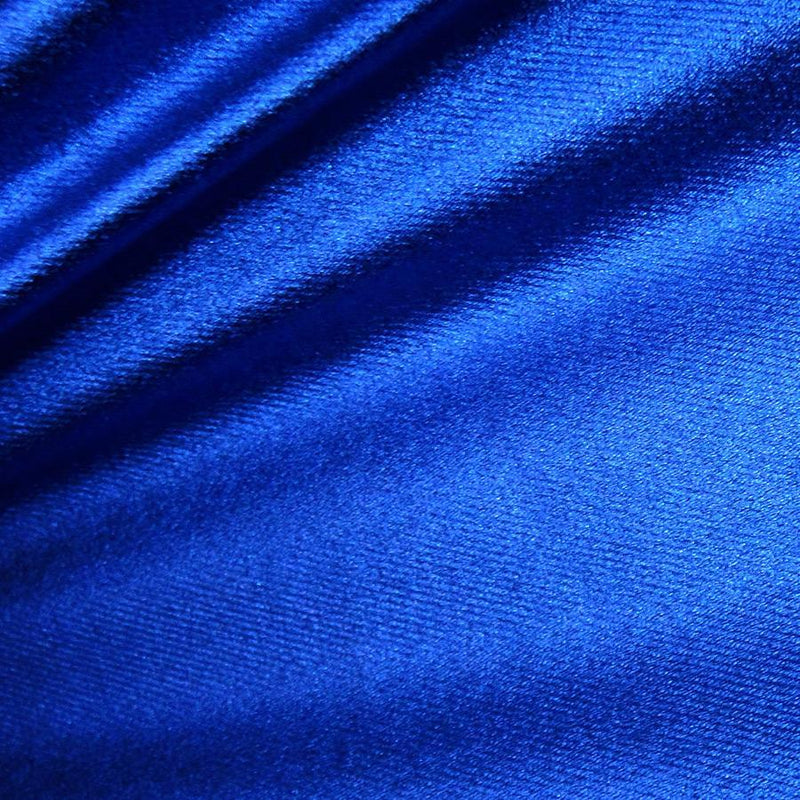 A sample of sleek foiled stretch twill in the color royal blue.