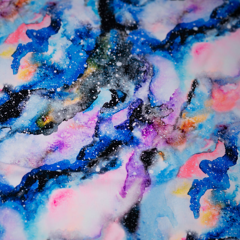 Detailed shot of Splatter Paint Galaxy Printed Spandex.