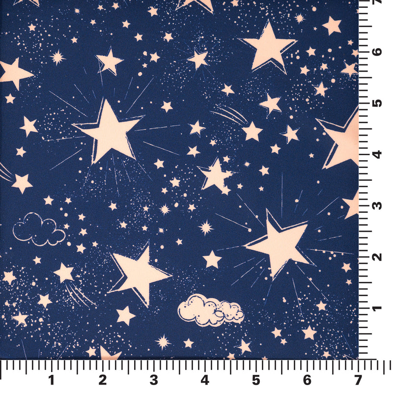 Scale image of pattern on Star Bright Printed Spandex, 7"x7" piece.