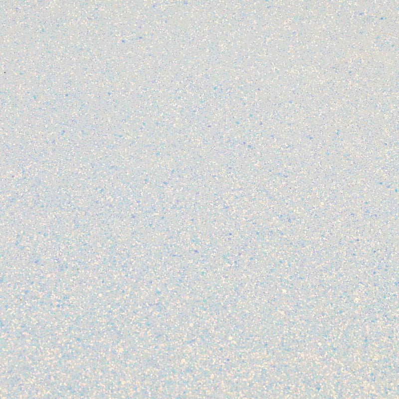 A flat sample of Stardust Chunky Glitter on Twill in the color White-Iridescent