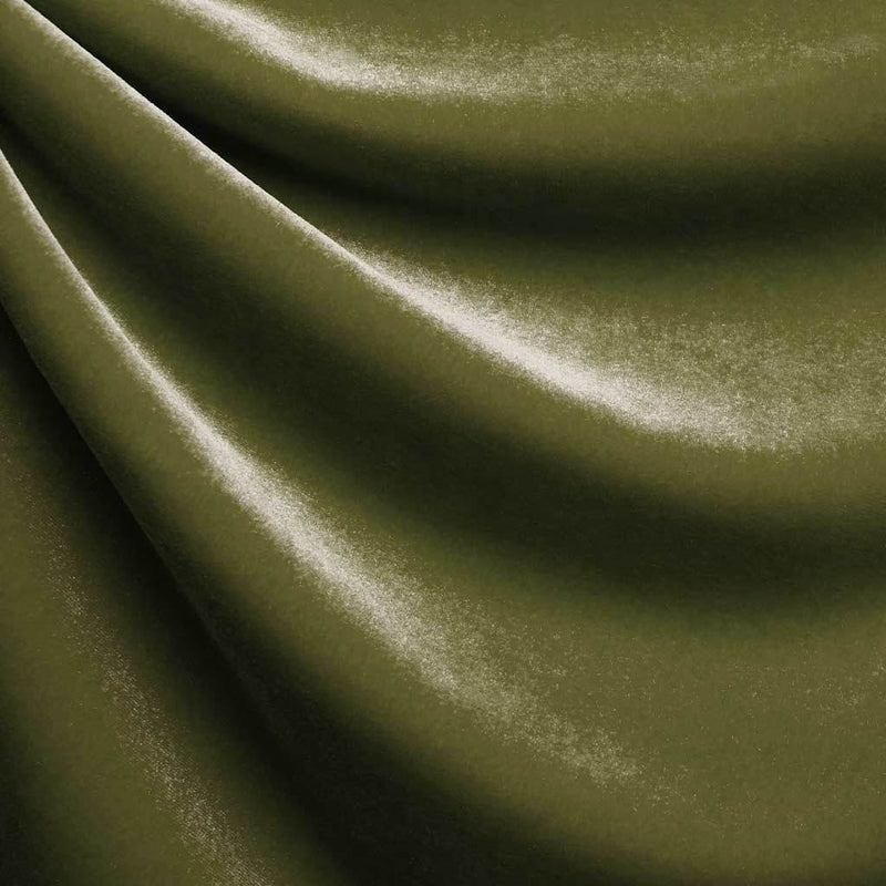 A drapped piece of Supreme Stretch Velvet in the color olive twist.
