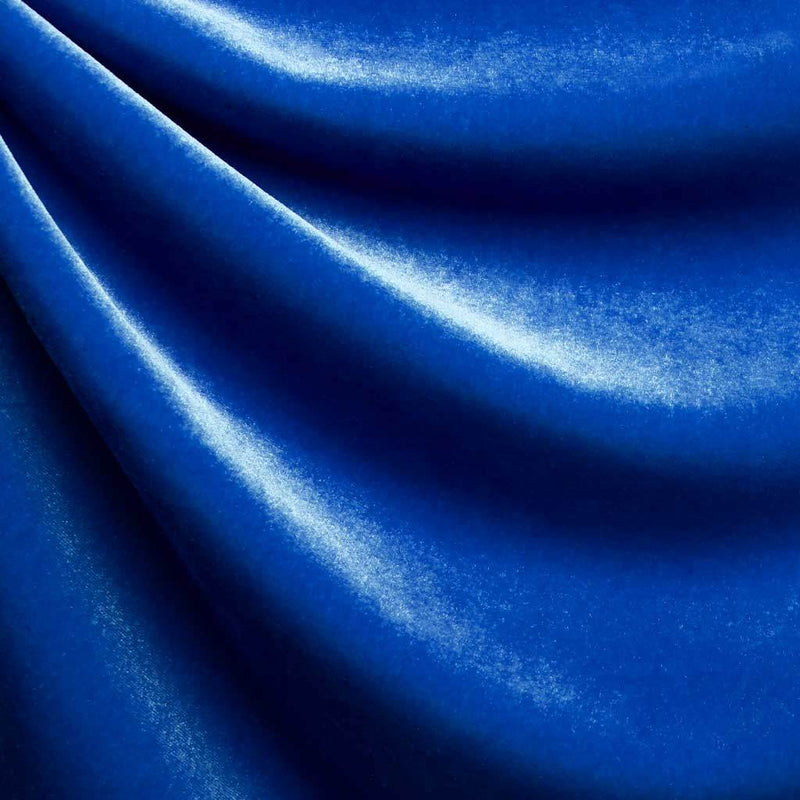 A drapped piece of Supreme Stretch Velvet in the color royal.