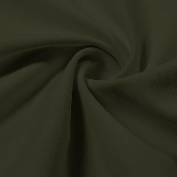 A swirled piece of Synergy Polyester Lycra in the color olive.