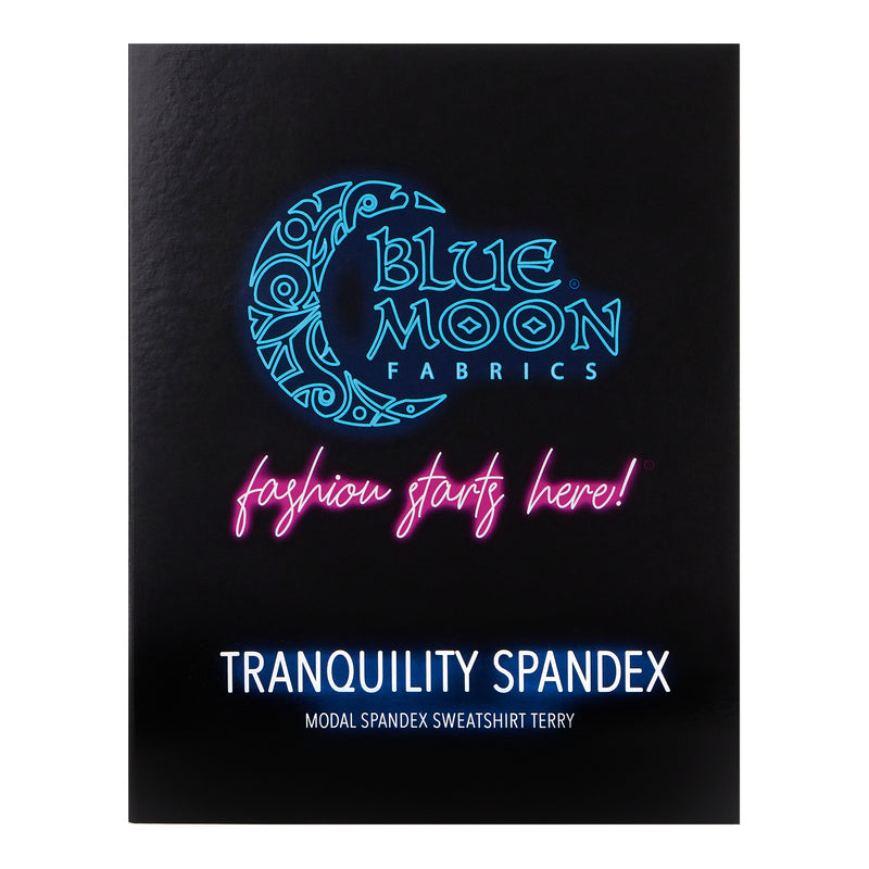 SPANDEX-FRONT Cover shot of Tranquility Modal Spandex Color Card in Blue Moon Fabrics