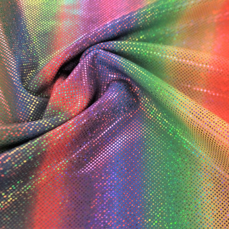 Swirled piece of Trance Foiled Spandex in Multi Color