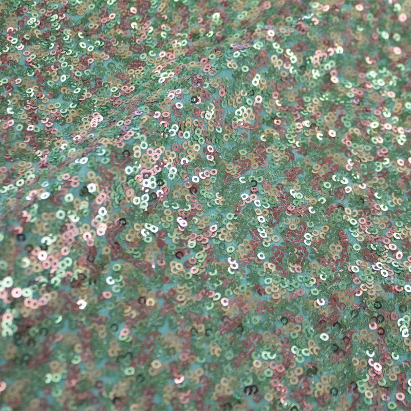 A flat sample of Trifecta Stretch Sequin in the color Spring Green-Pink-Matte Gold