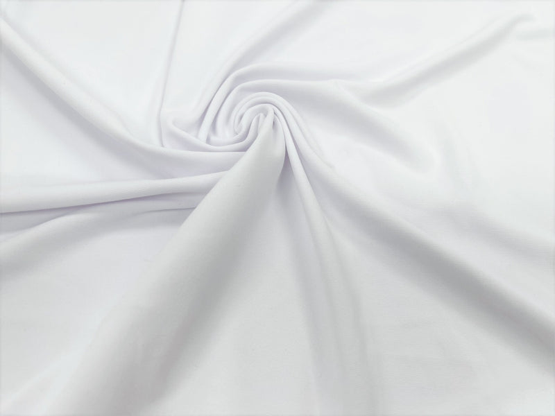 A swirled piece of Uniflex Jersey Knit in the color white