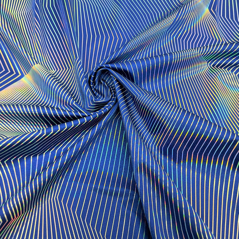 Swirled sample shot of Vision Holographic Spandex in the color Royal/Silver Holo