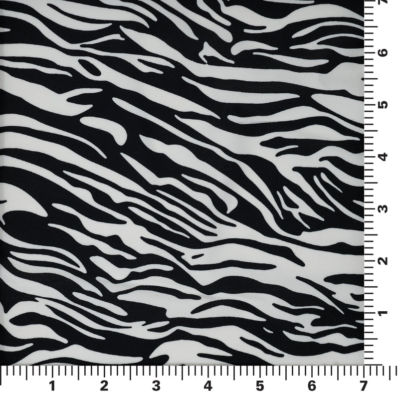 A measurement panel of Zebra Nouveau Printed Spandex