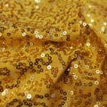 A flat sample of zsa zsa spandex sequin in the color gold.