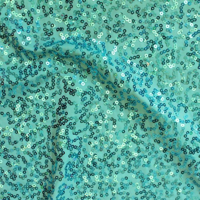 A flat sample of zsa zsa spandex sequin in the color light blue.