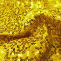 A flat sample of zsa zsa spandex sequin in the color yellow.