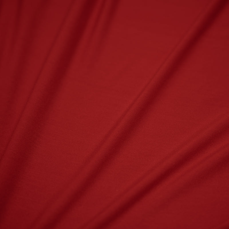 A sample of Bliss Micro Modal Spandex Jersey Fabric in the color red.