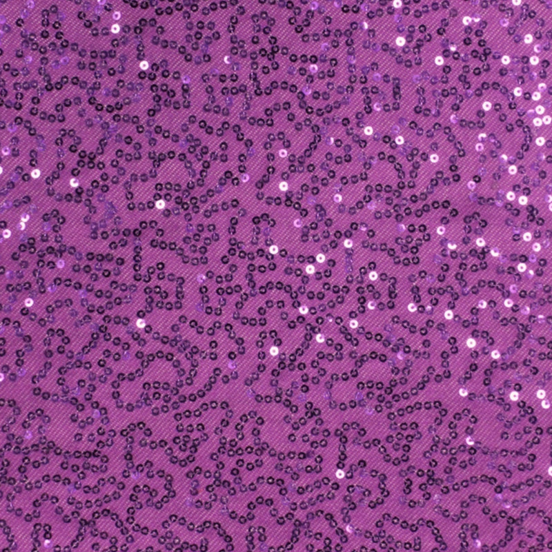 A flat sample of edgy stretch twill sequin in the color purple.