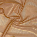 A swirled sample of ultra sheen metallic foiled power mesh with a nude mesh and copper foil available at Blue Moon Fabrics.