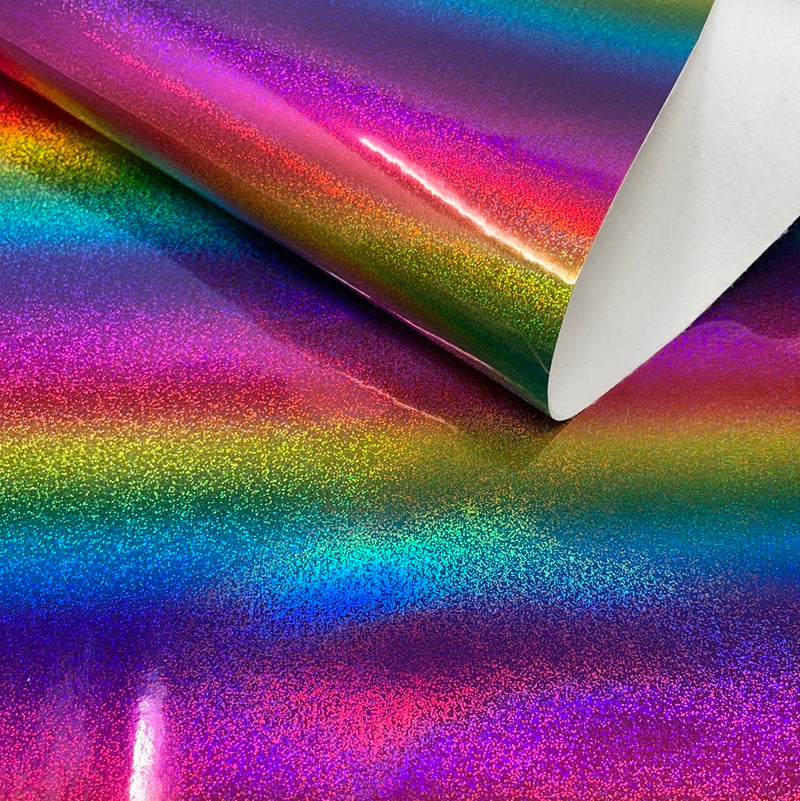 Sparkle Rain Holographic Rainbow Vinyl Fabric